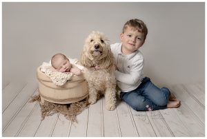 Photo shoot for Newborns and their Pets West Sussex