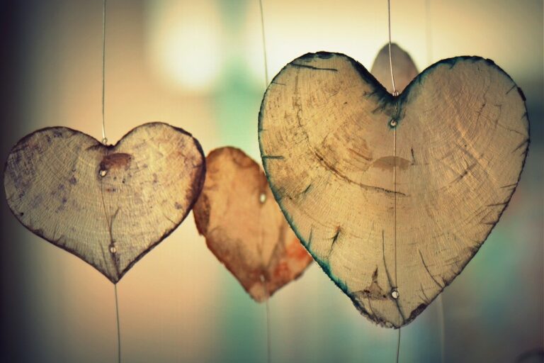 Valentines night wooden hearts